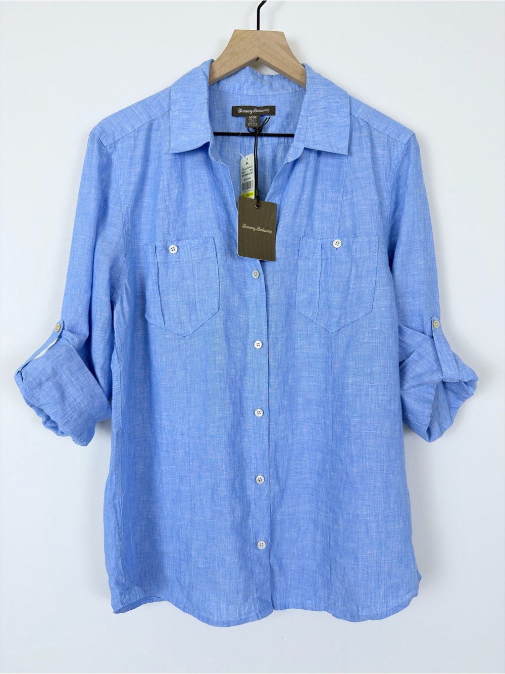 Tommy Bahama Sunset Chambray Linen Shirt Blue M NWT